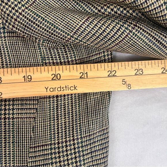 Vintage Burberry Silk Blazer Sport Coat Mens 44 Houndstooth Windowpane Tan - Picture 9 of 13